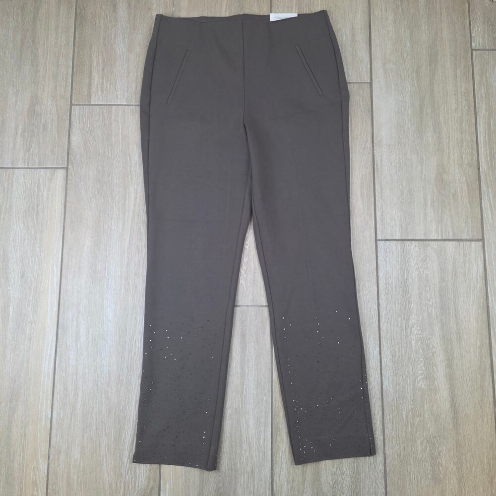 Chicos So Slimming 360 Juliet Diamante Ankle Pants Warm Mocha Brown 1R US 8 NWT
